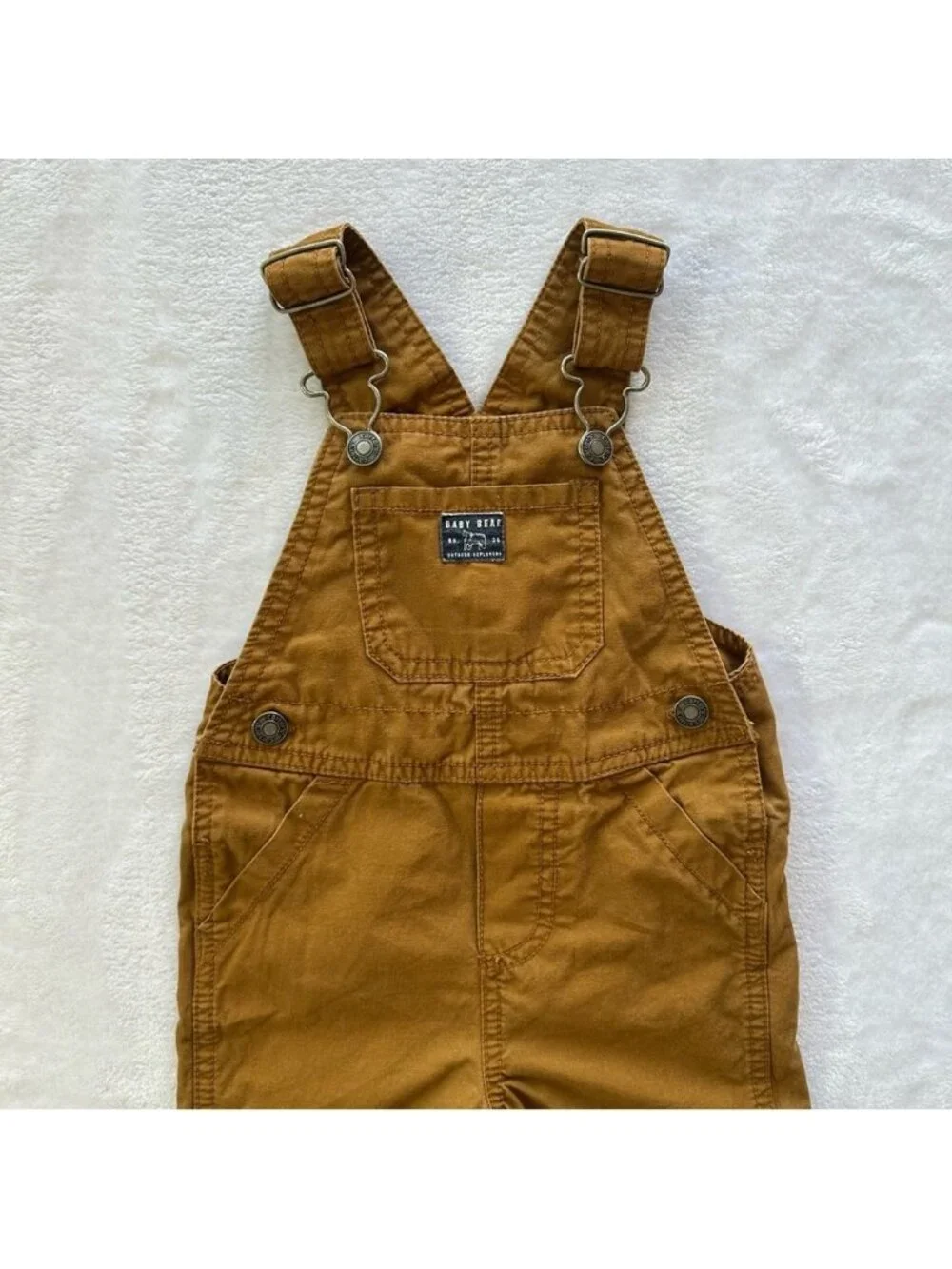 Carters Overalls Brown Baby‎ Toddler 12M Snap Leg Closure 100% Cotton